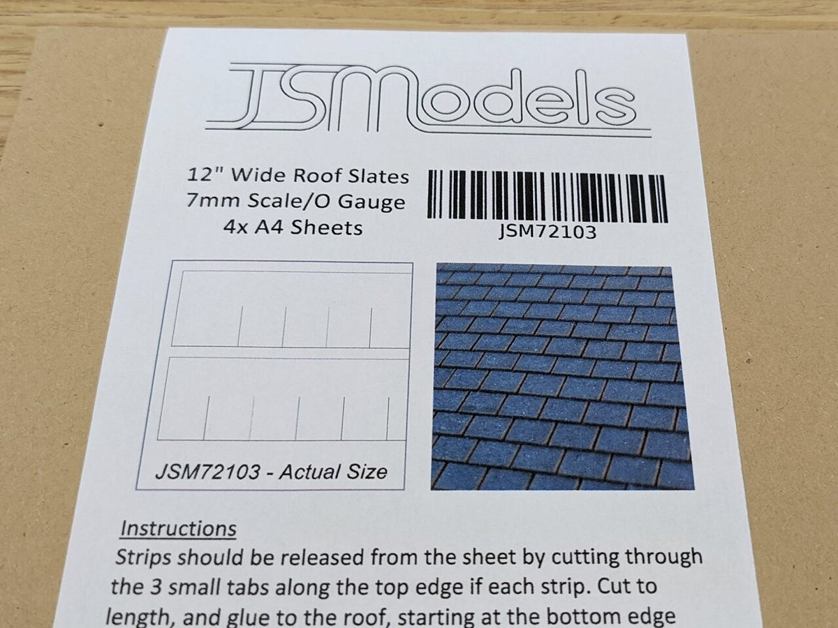 7mm Scale 12" Wide Slate Strips (4x A4 sheets)